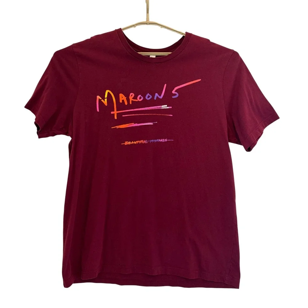 Maroon 5 Beautiful Mistakes Band T-Shirt Mens 2XL Burgundy Bella Canvas Graphic